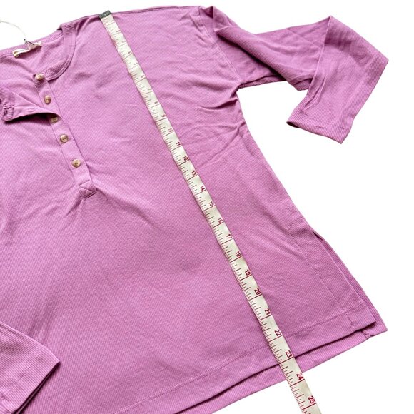 Marine layer Cait Lightweigh Henley-lilac Tee sz medium long sleeve relaxed new - Picture 6 of 14